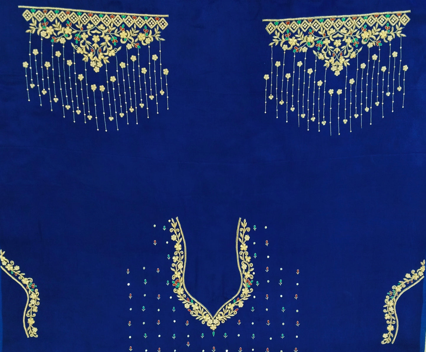 Zehra Taar Embellished Blouse Piece (Royal Blue)