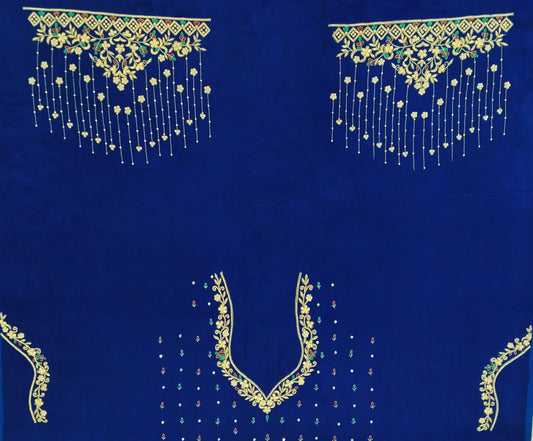 Zehra Taar Embellished Blouse Piece (Royal Blue)