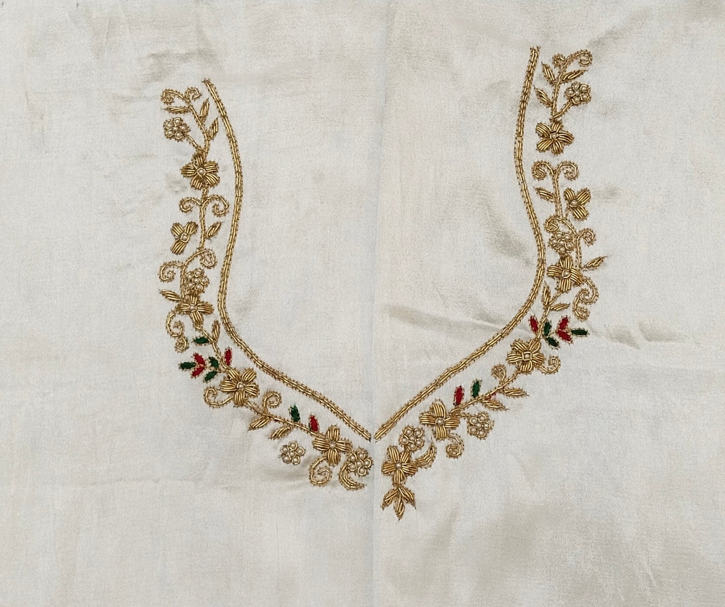 Zehra Taar Embellished Blouse Piece (Off White)