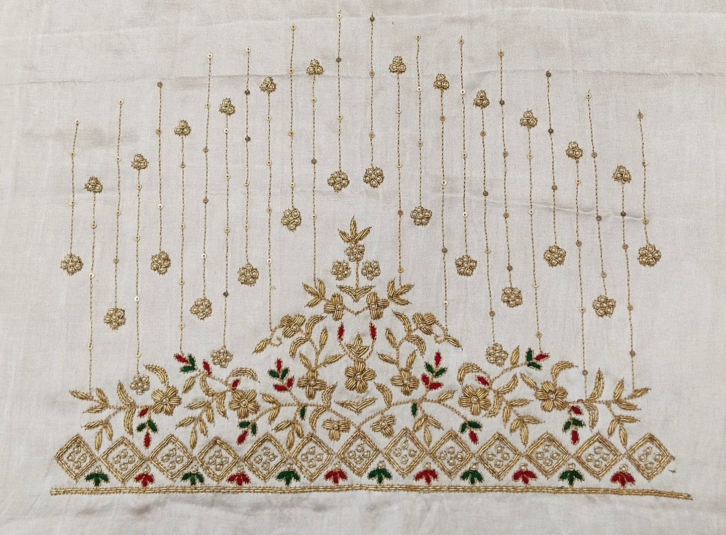 Zehra Taar Embellished Blouse Piece (Off White)