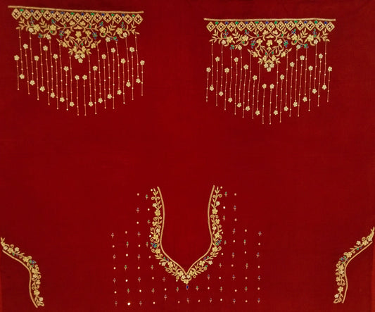 Zehra Taar Embellished Blouse Piece (Maroon)