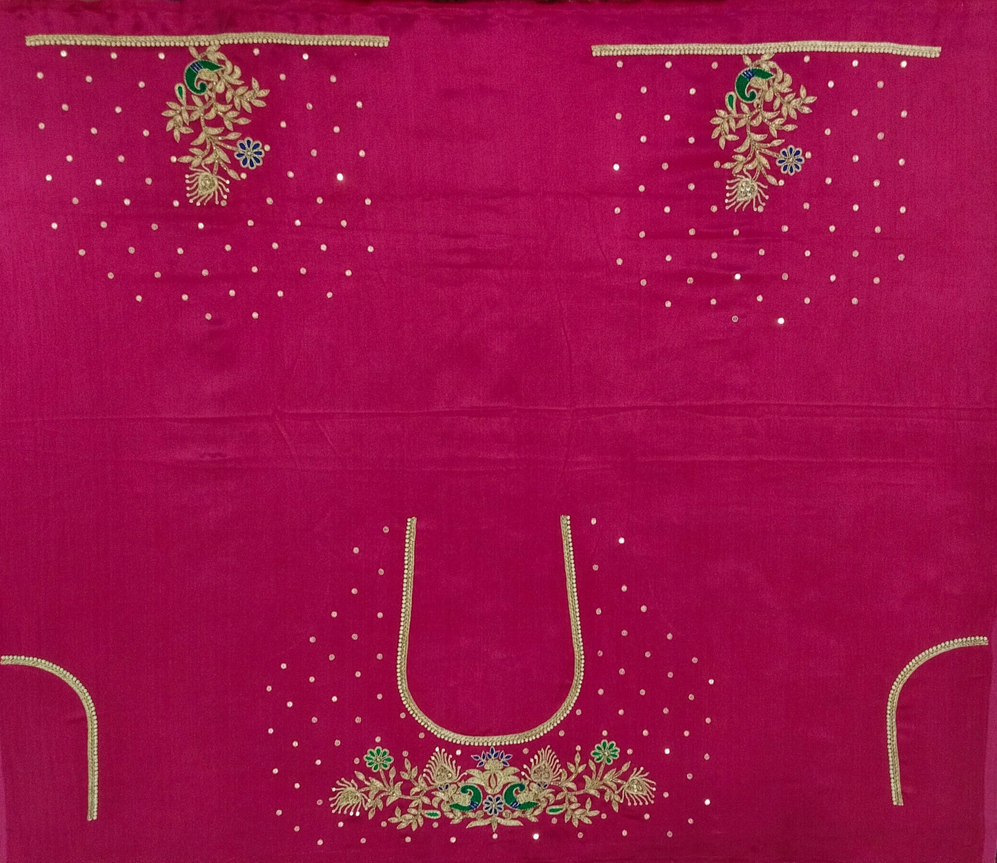 Peacock Elegance Blouse Piece (Dark Pink)