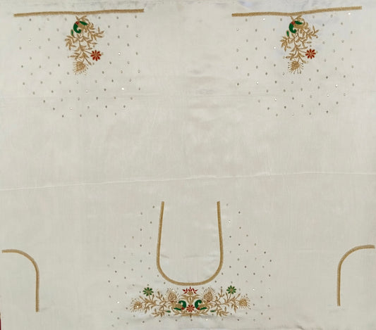 Peacock Elegance Blouse Piece (Off White)