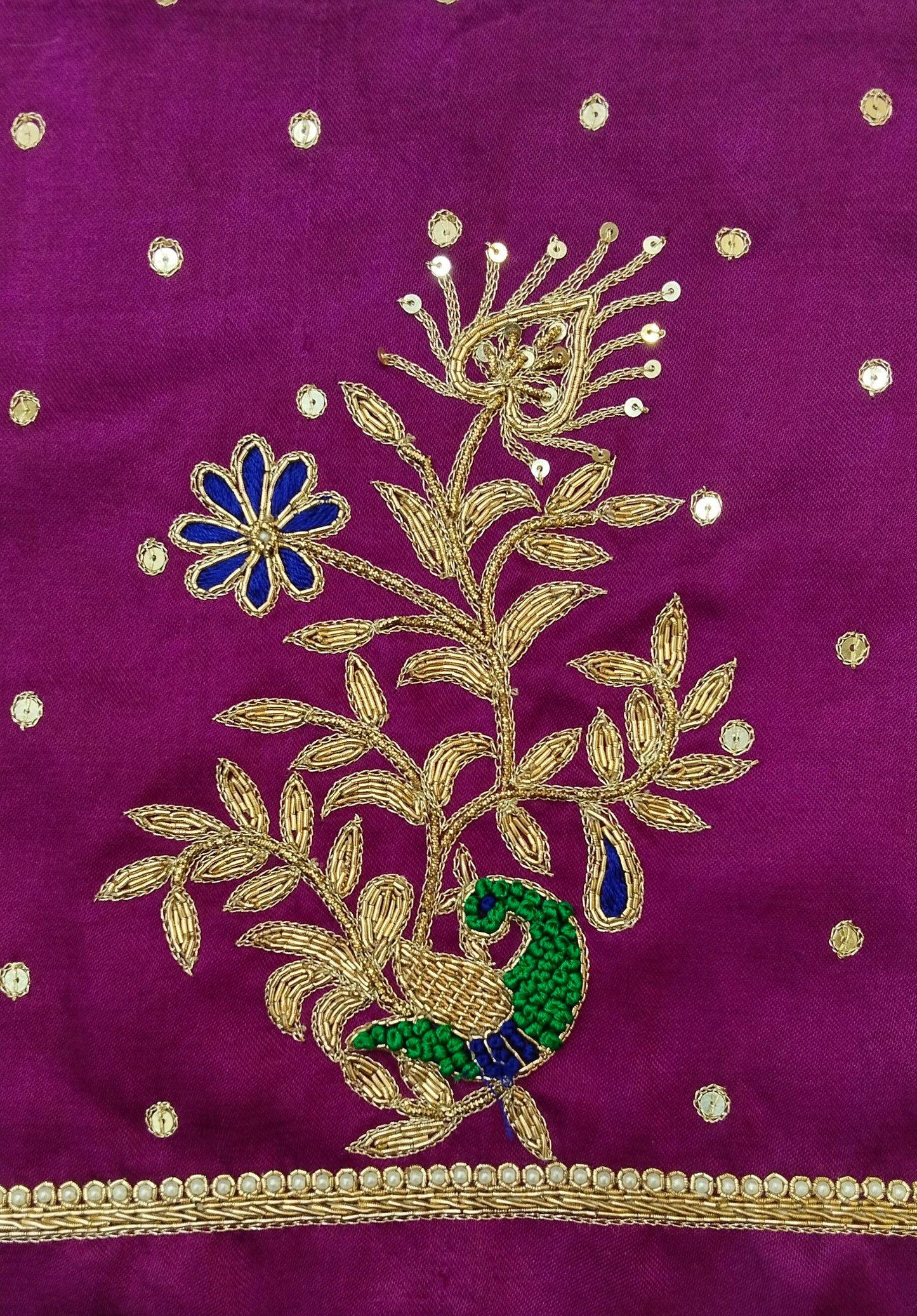Peacock Elegance Blouse Piece (Magenta)