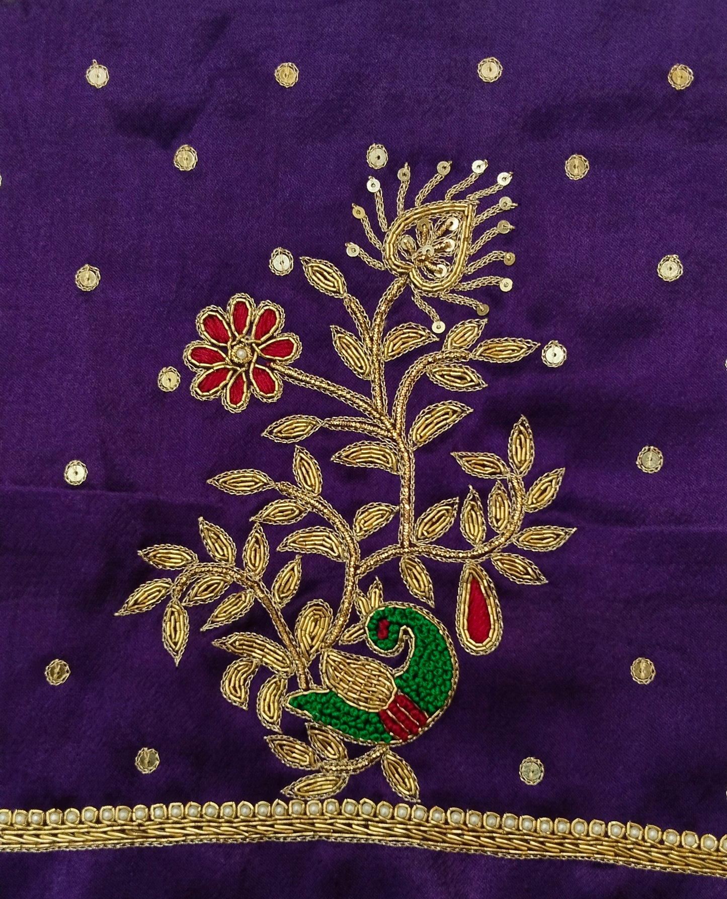 Peacock Elegance Blouse Piece (Purple)