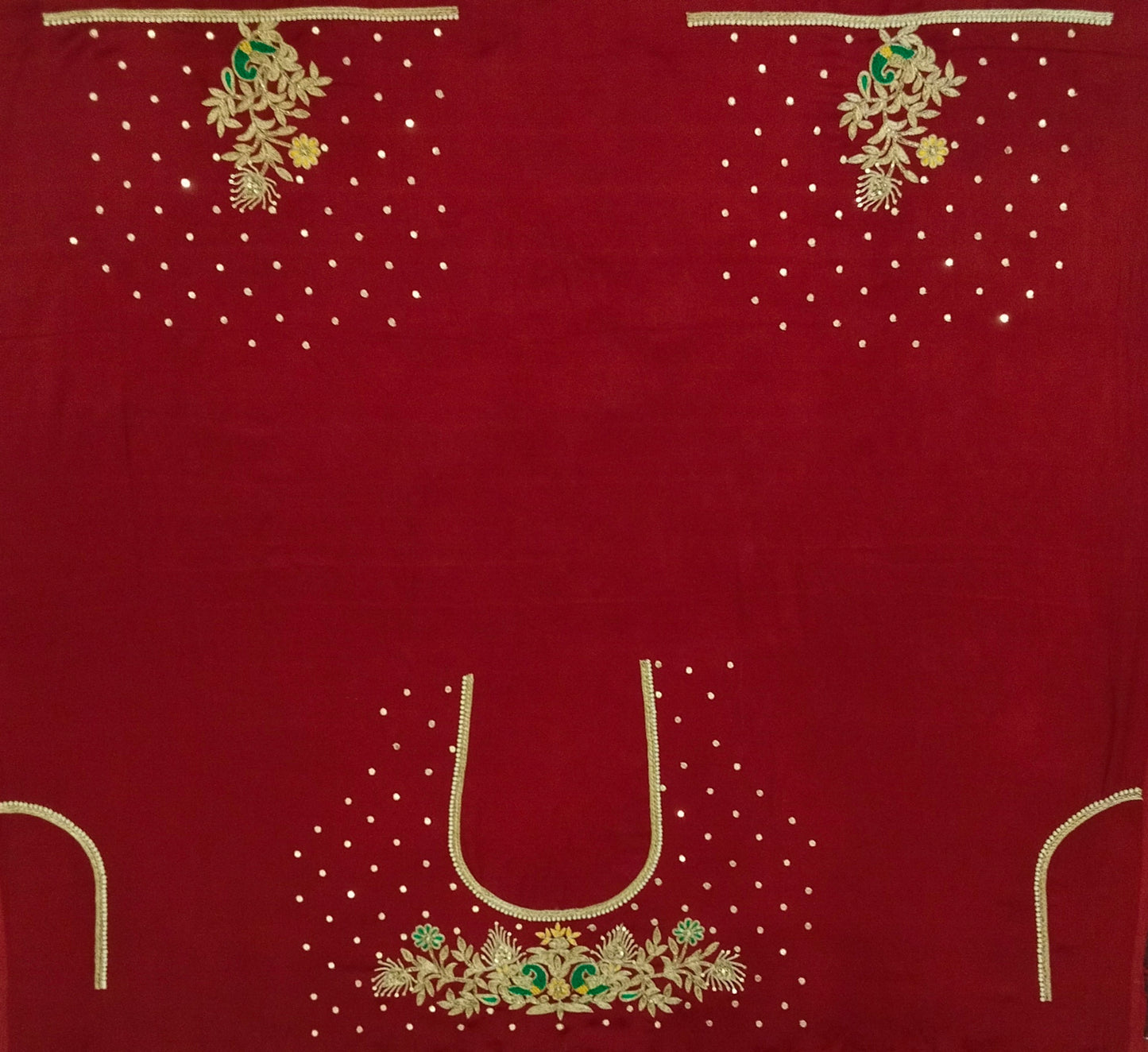 Peacock Elegance Blouse Piece (Maroon)