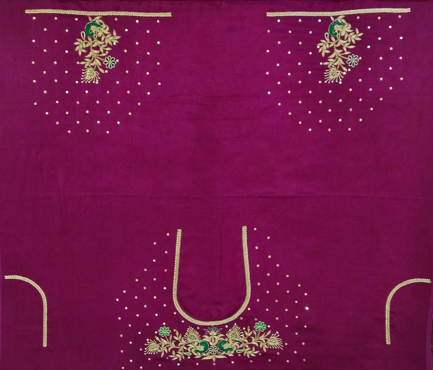 Peacock Elegance Blouse Piece (Magenta)