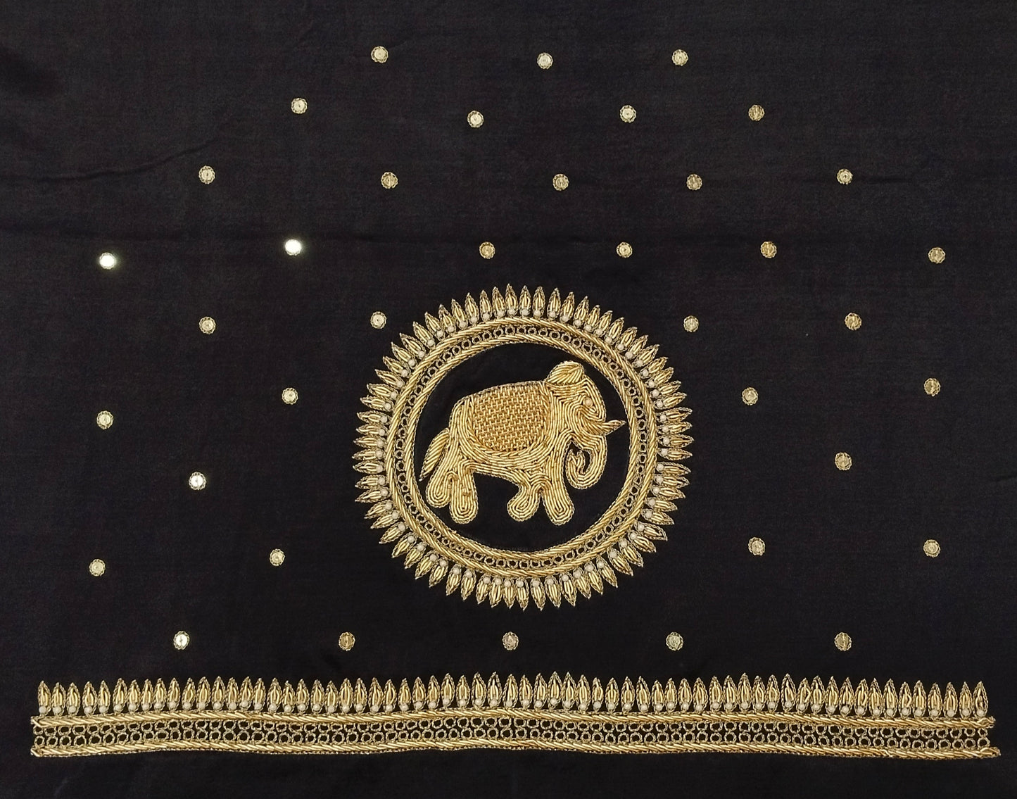 The Elephant Motif Blouse Piece (Black)