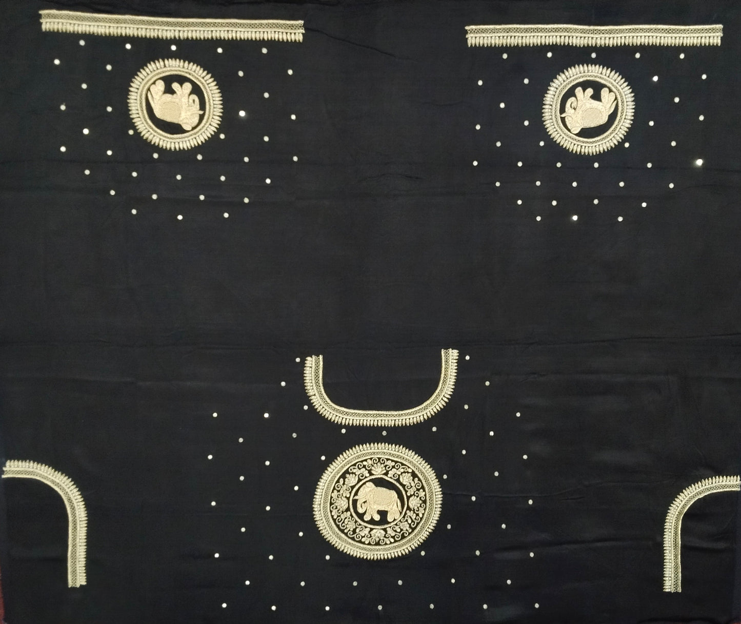 The Elephant Motif Blouse Piece (Black)