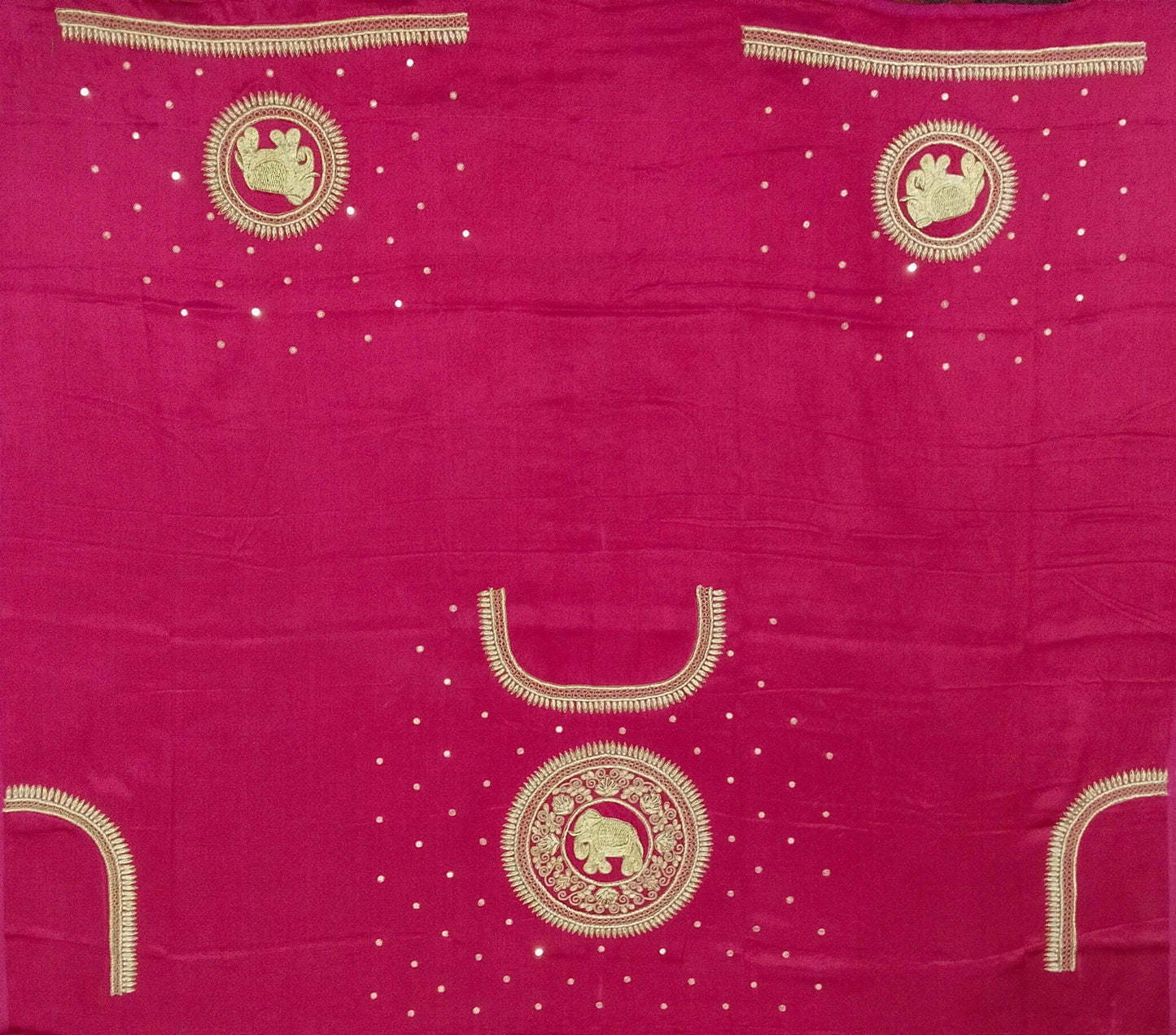 The Elephant Motif Blouse Piece (Dark Pink)