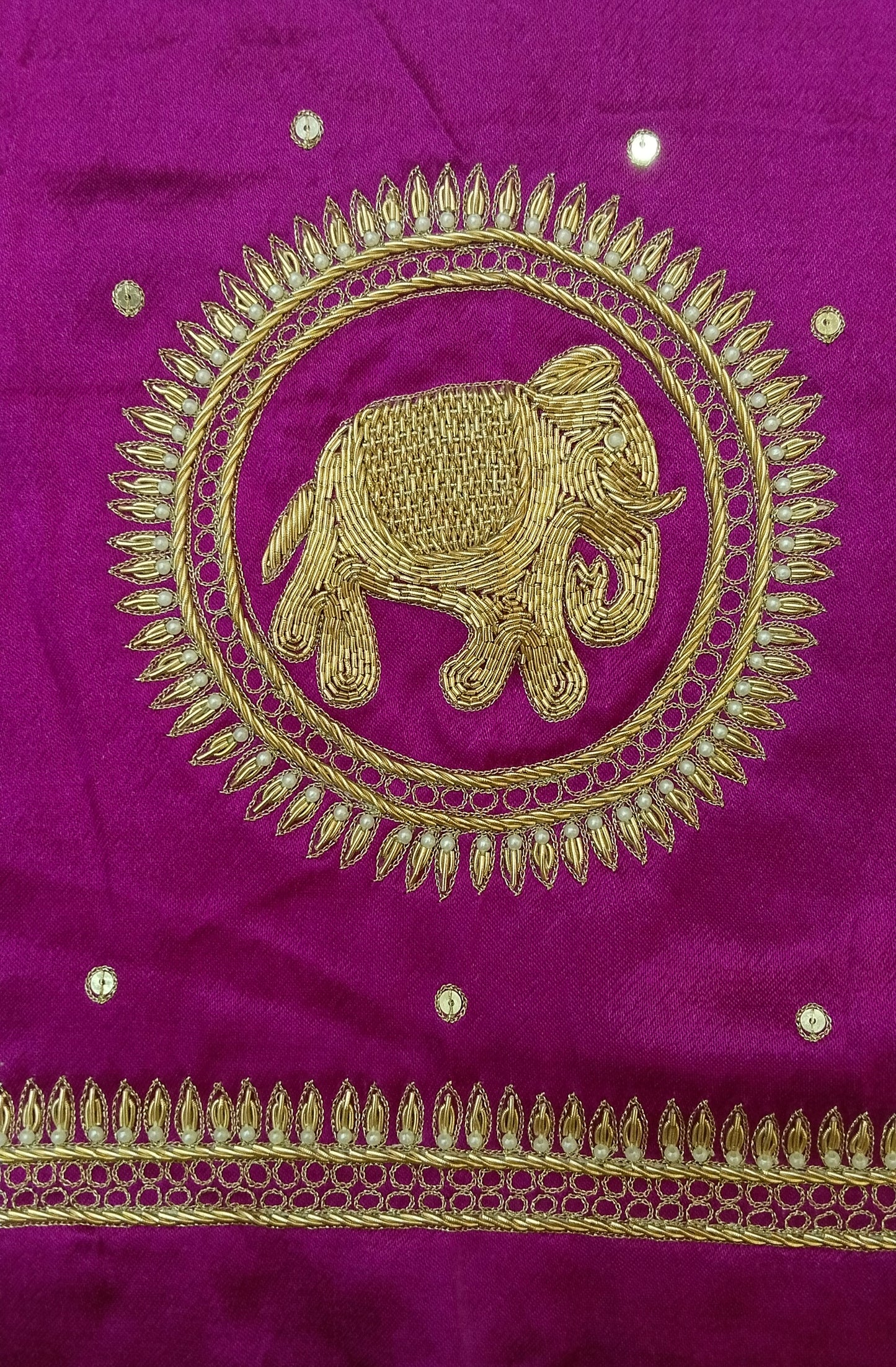 The Elephant Motif Blouse Piece (Magenta)