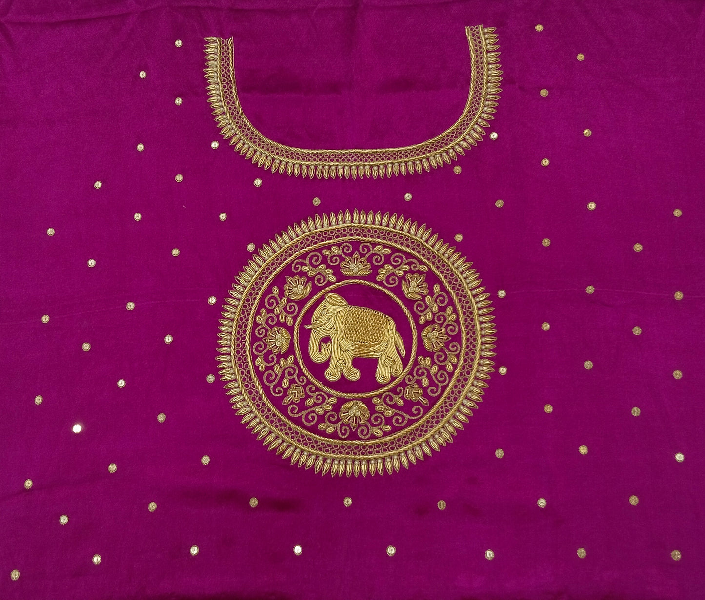 The Elephant Motif Blouse Piece (Magenta)