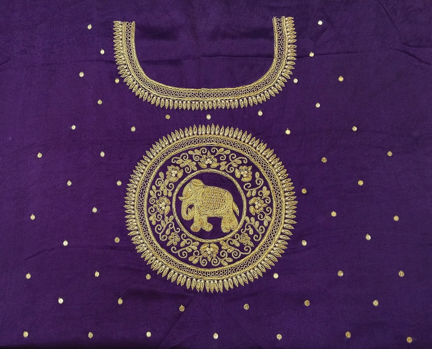 The Elephant Motif Blouse Piece (Purple)