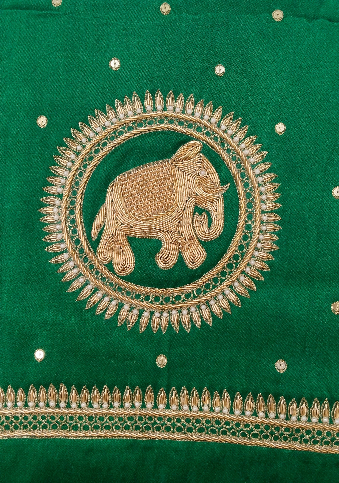 The Elephant Motif Blouse Piece (Green)