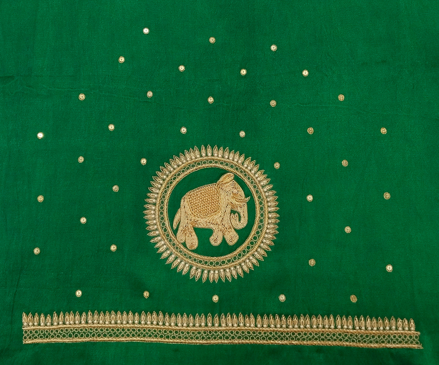 The Elephant Motif Blouse Piece (Green)