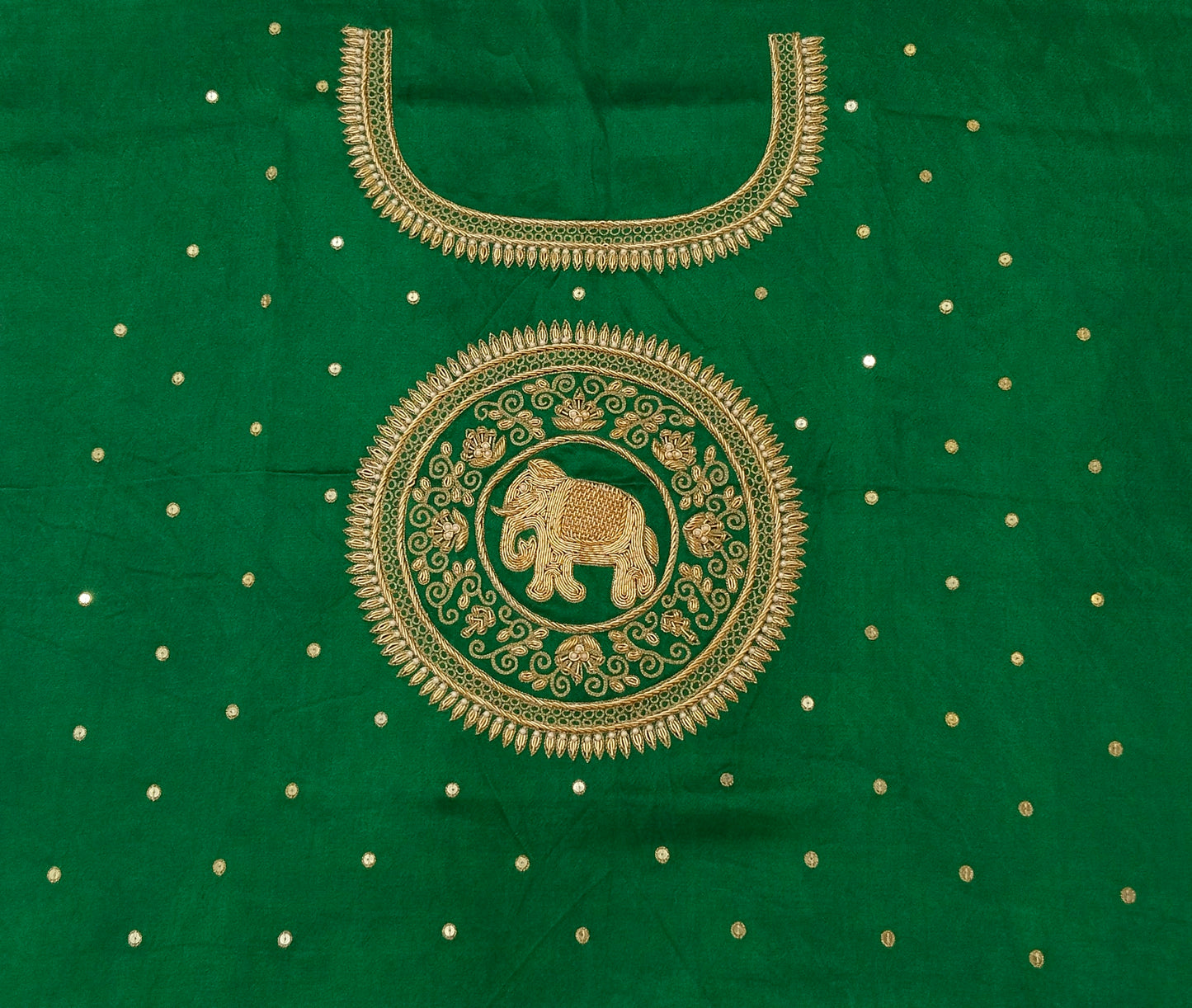 The Elephant Motif Blouse Piece (Green)