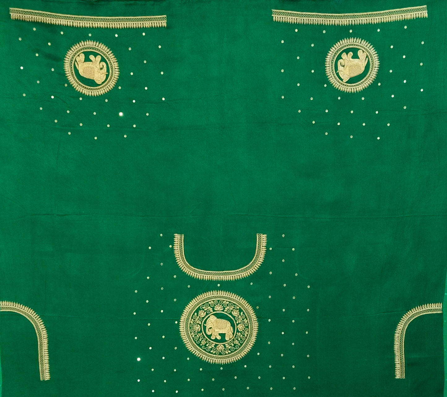 The Elephant Motif Blouse Piece (Green)