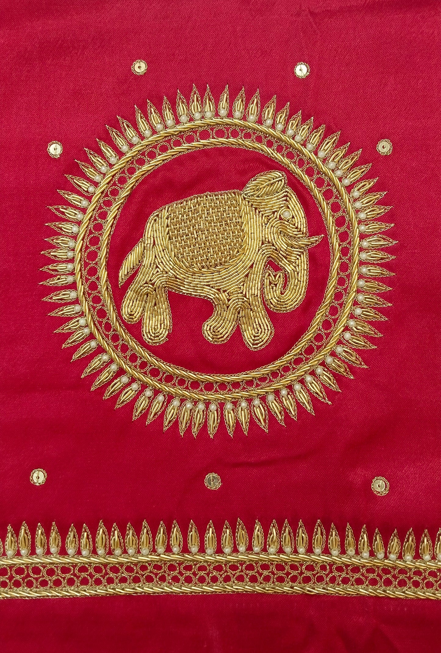 The Elephant Motif Blouse Piece (Red)