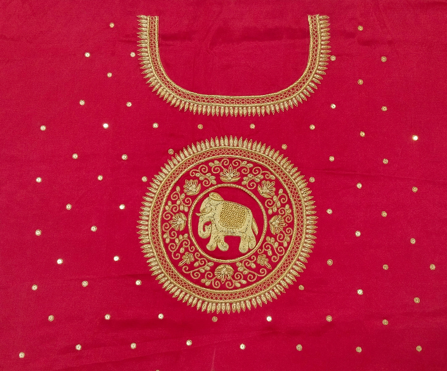 The Elephant Motif Blouse Piece (Red)