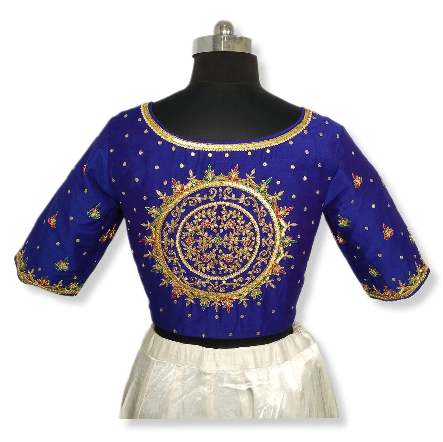 Ethnic Elegance Mandala Butta Blouse (Royal Blue)