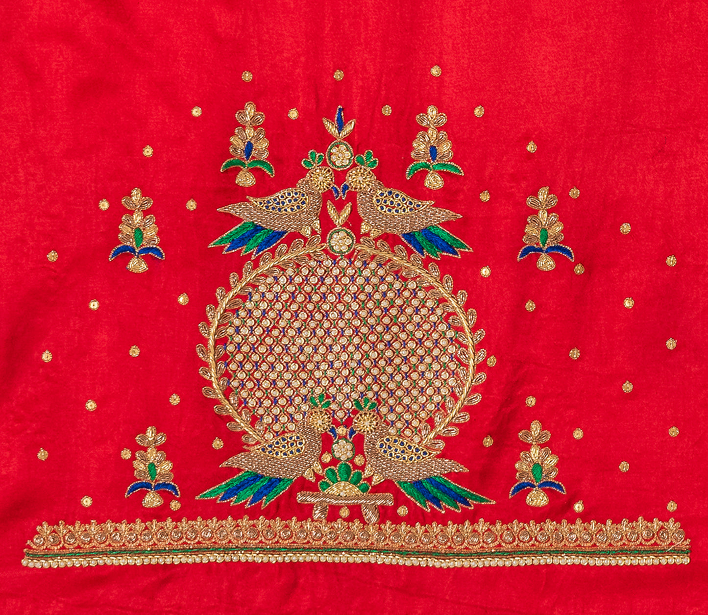 Regal Mandala Zardozi Blouse Piece – Parrot Edition