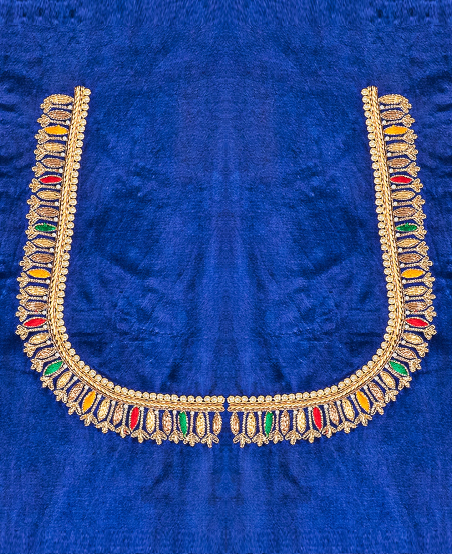 Zardozi Golden Thread Blouse Piece (Royal Blue)