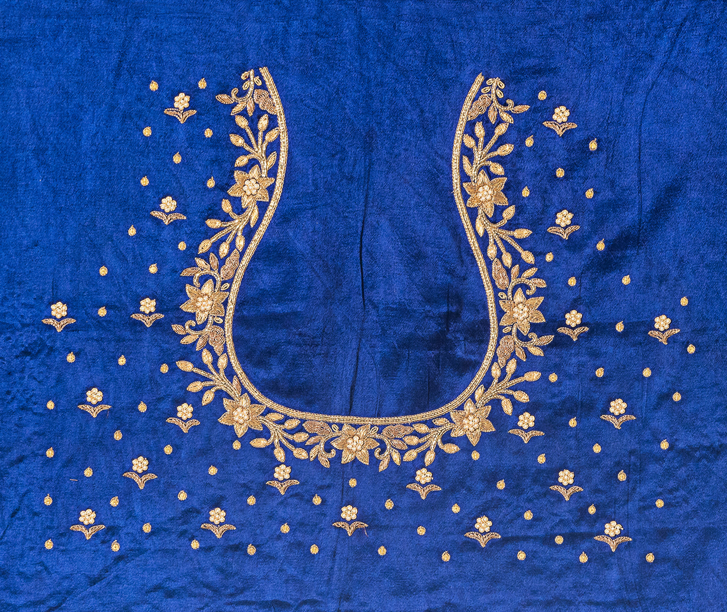Star Flower Zardozi Work Blouse Pis (Royal Blue)