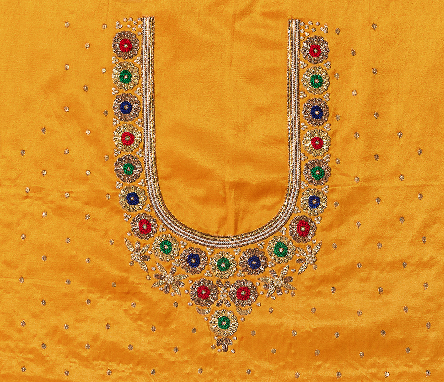 Royal Threads – Resham Zardozi Blouse pis. (Mustard Yellow)
