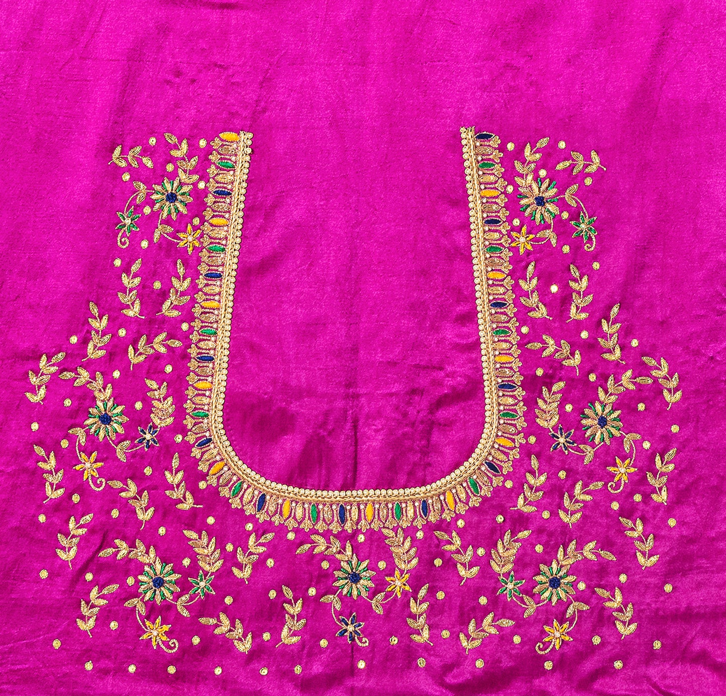 Zardozi Golden Thread Blouse Piece (Pink)
