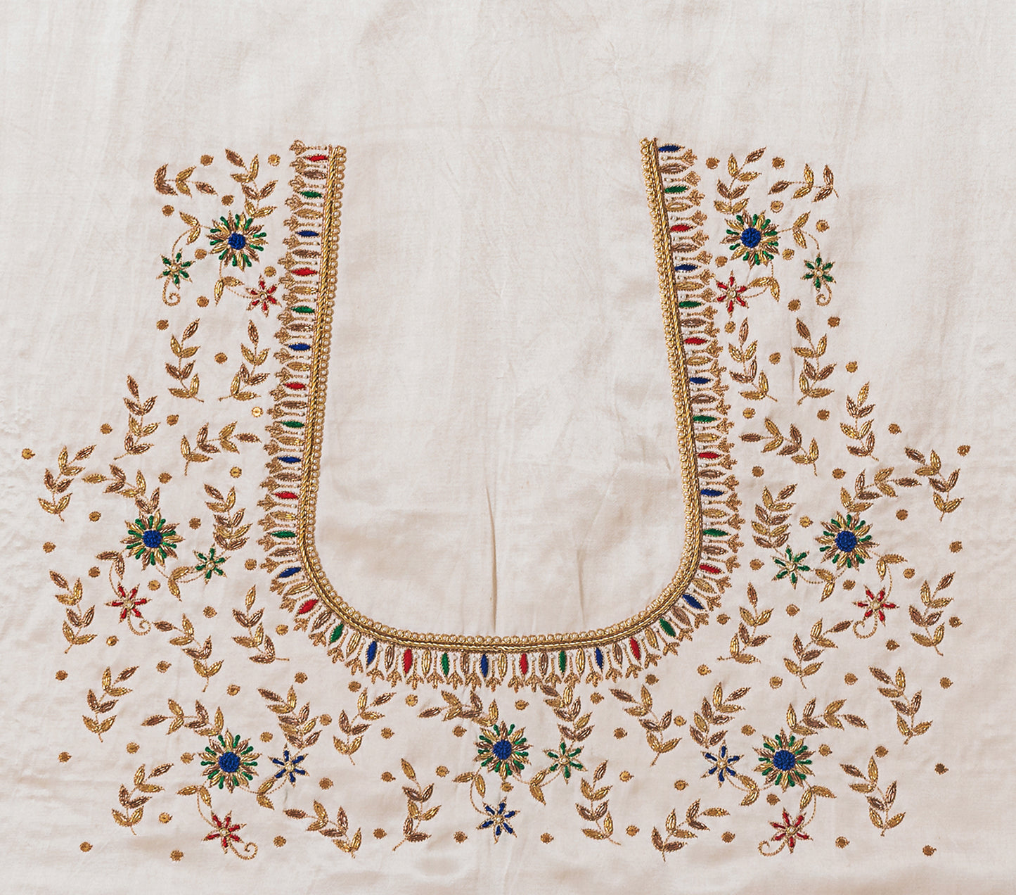 Zardozi Golden Thread Blouse Piece (Off White)