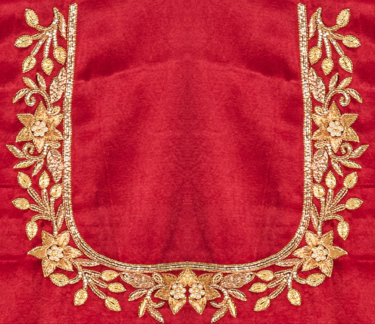 Star Flower Zardozi Work Blouse Pis (Maroon)