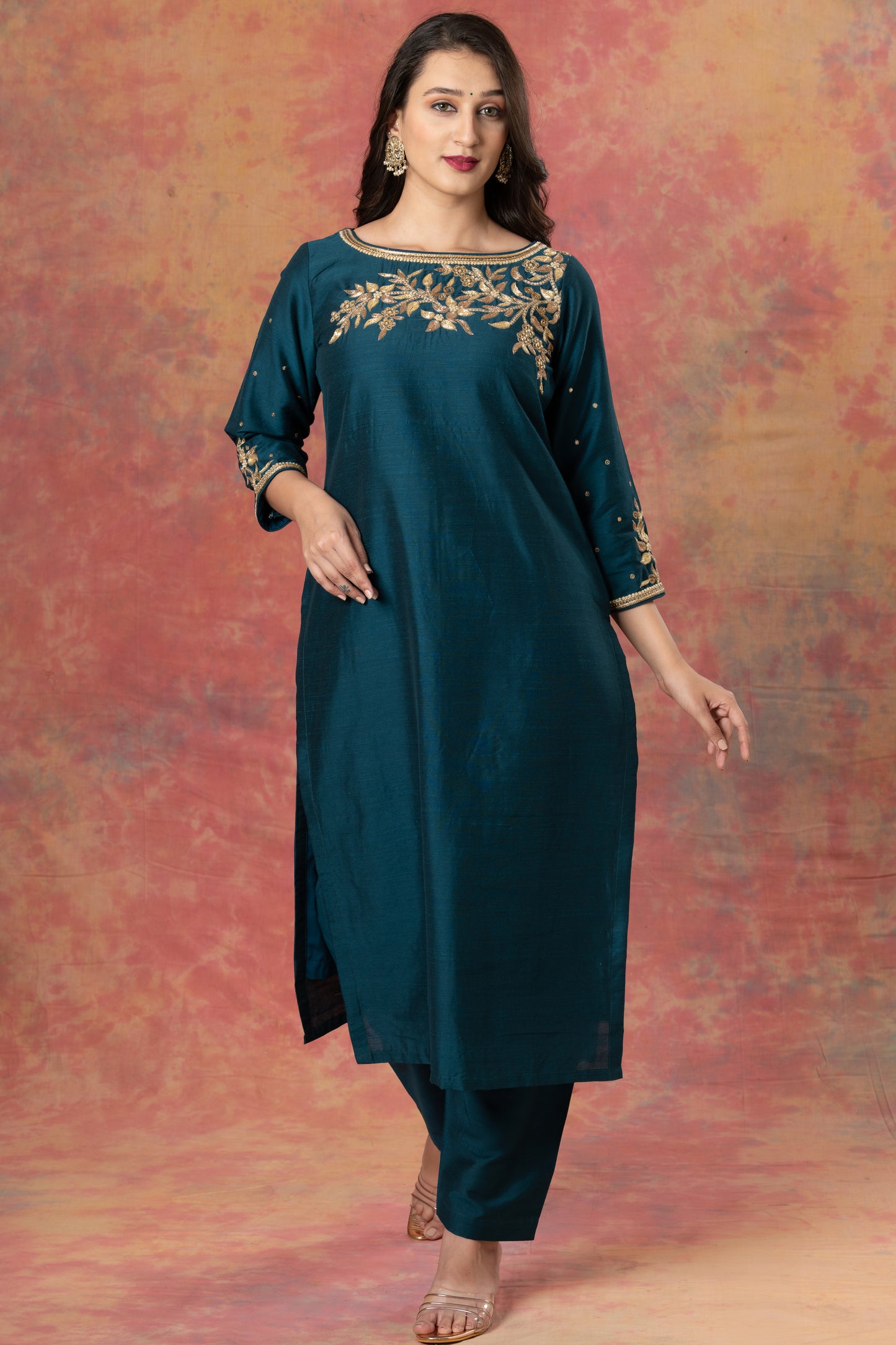 Blue Zardozi Perl Work Designer Readymade Salwar Suit