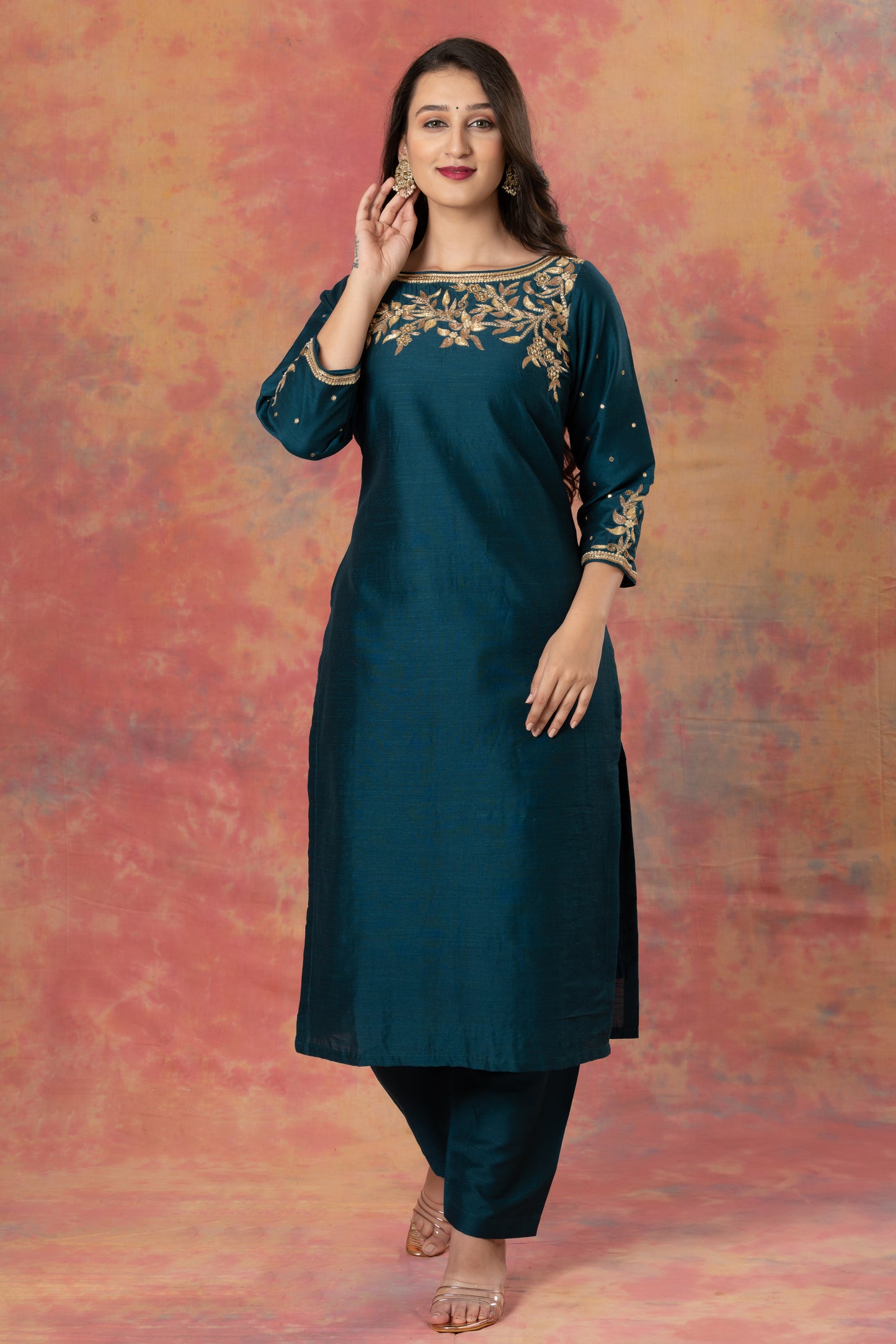 Blue Zardozi Perl Work Designer Readymade Salwar Suit