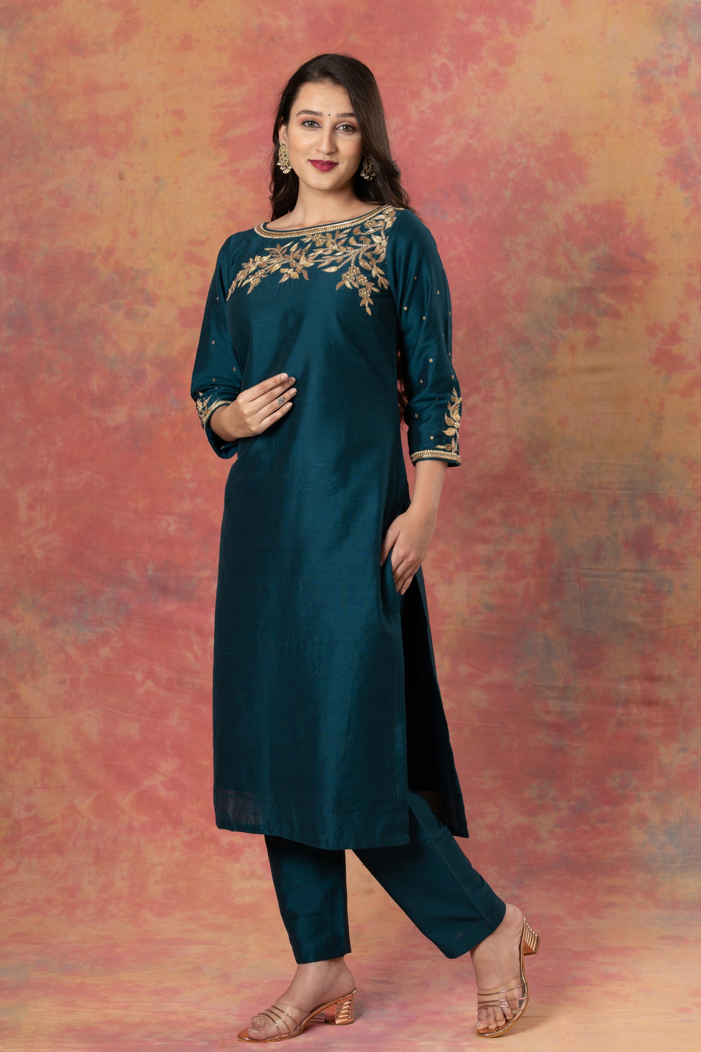 Blue Zardozi Perl Work Designer Readymade Salwar Suit