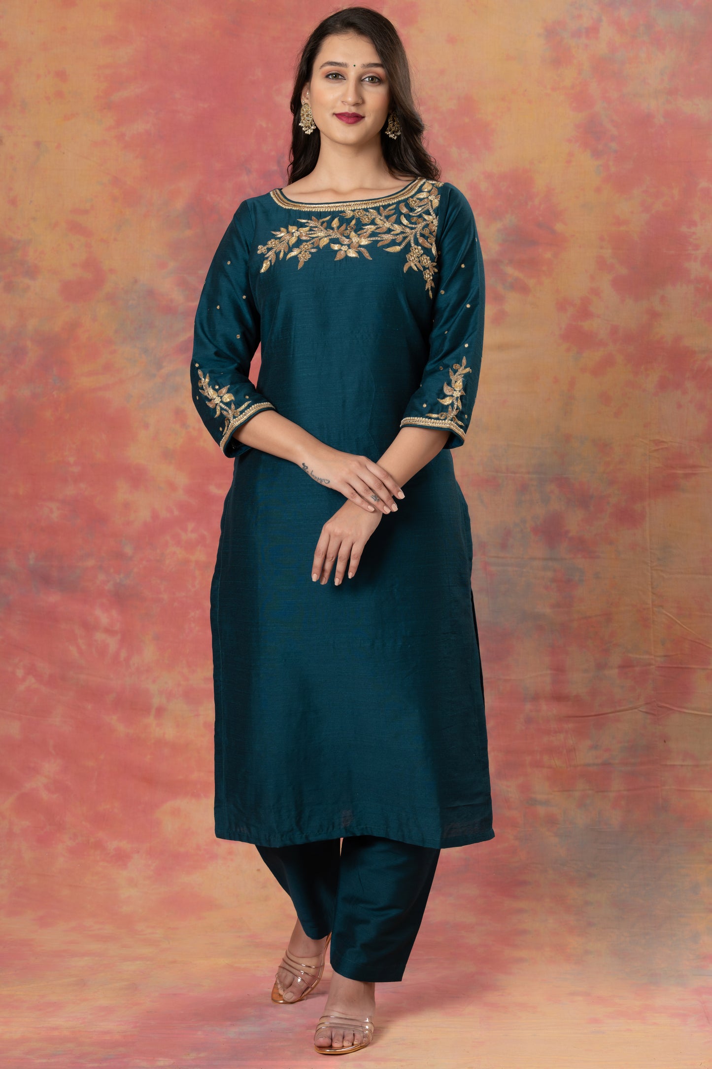 Blue Zardozi Perl Work Designer Readymade Salwar Suit