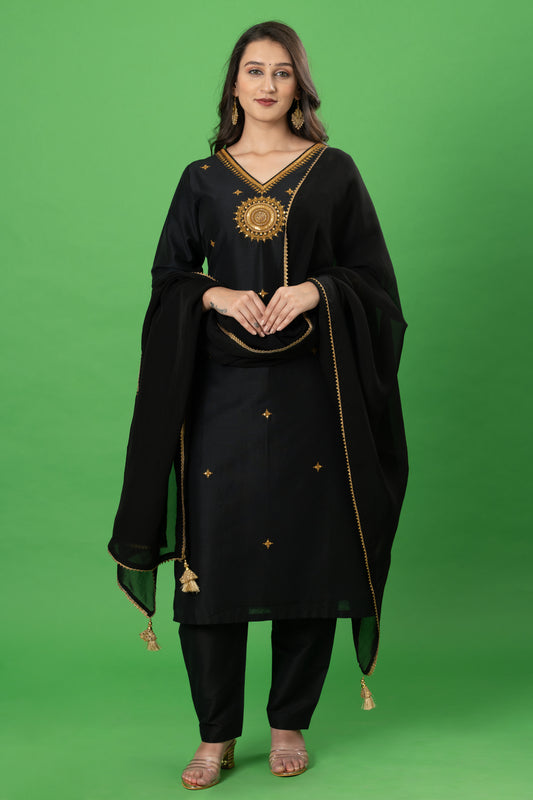 Black Mandala Marodi Zardozi Work Designer Readymade Salwar Suit