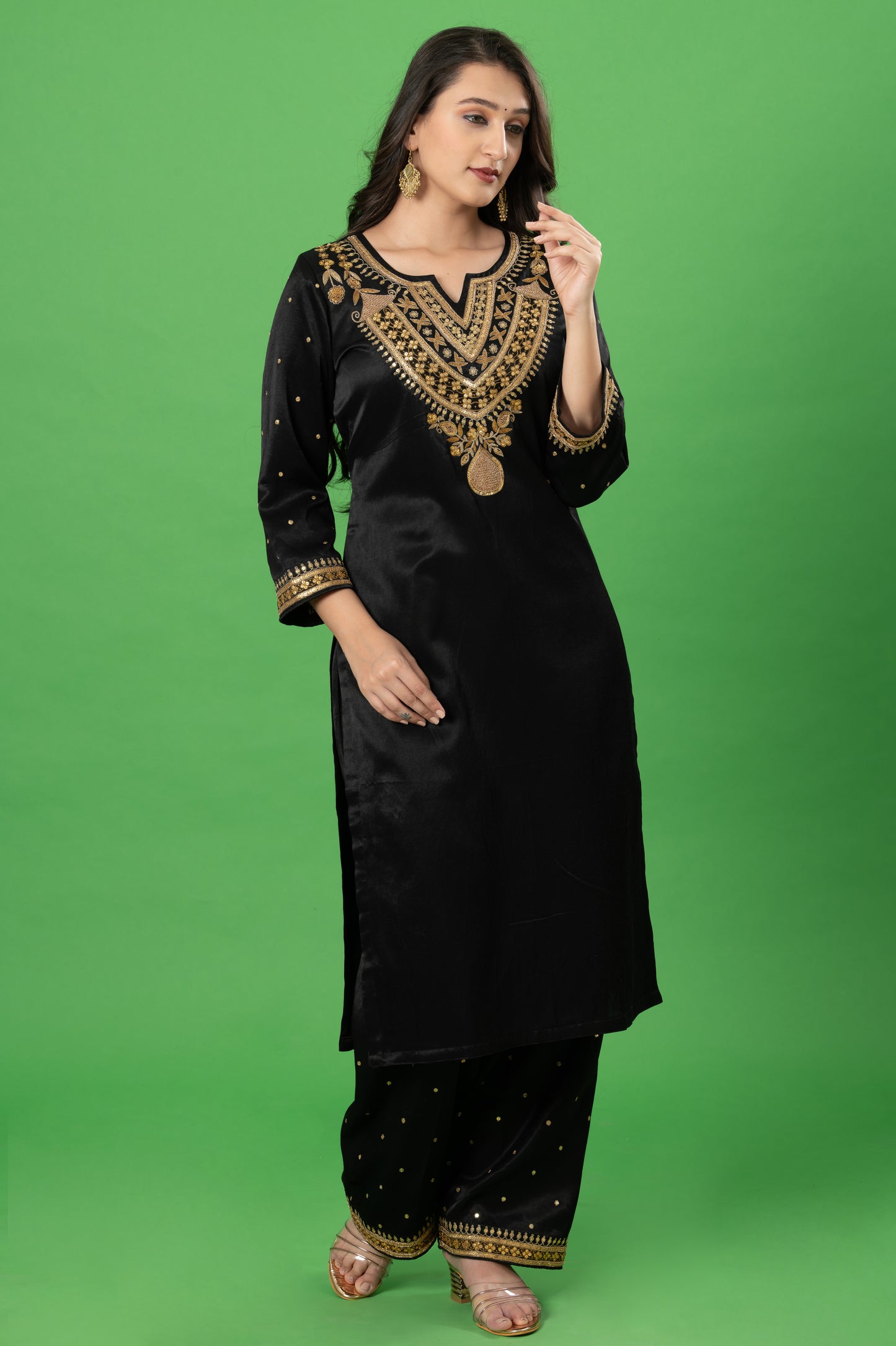 Black Aabha Marodi Zardozi Work Resigner Readymade Plazo Suit