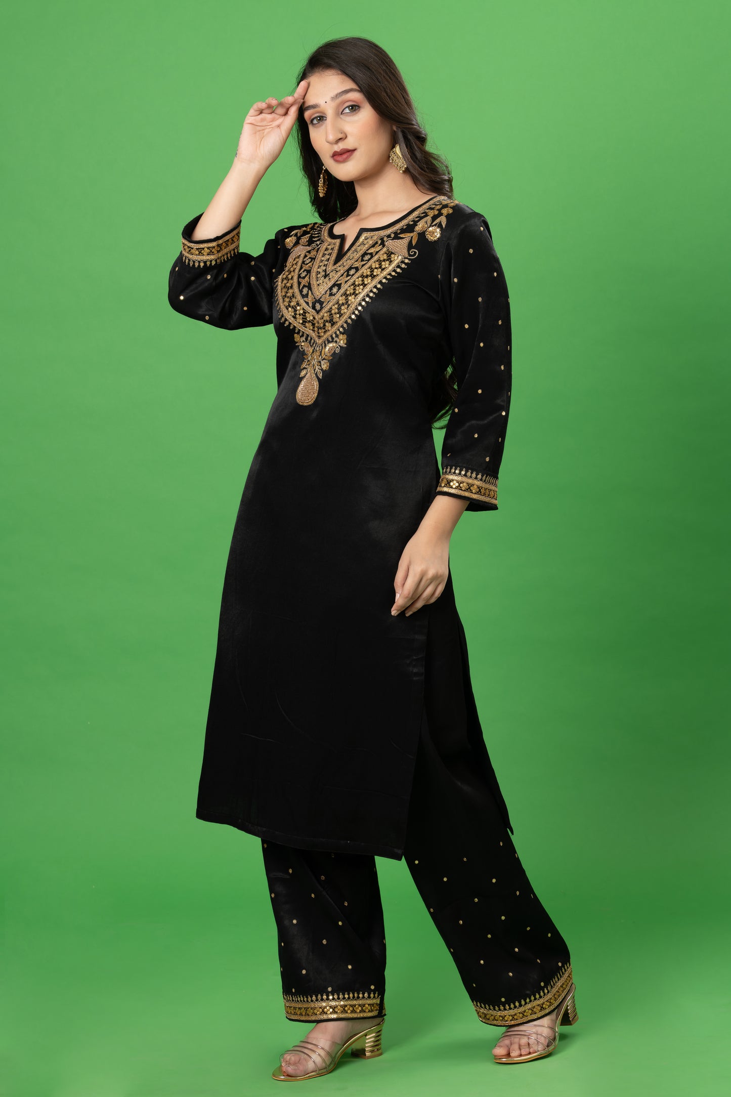 Black Aabha Marodi Zardozi Work Resigner Readymade Plazo Suit