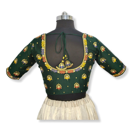 Heritage Blouse – Zardozi Embroidered with Round cut Design