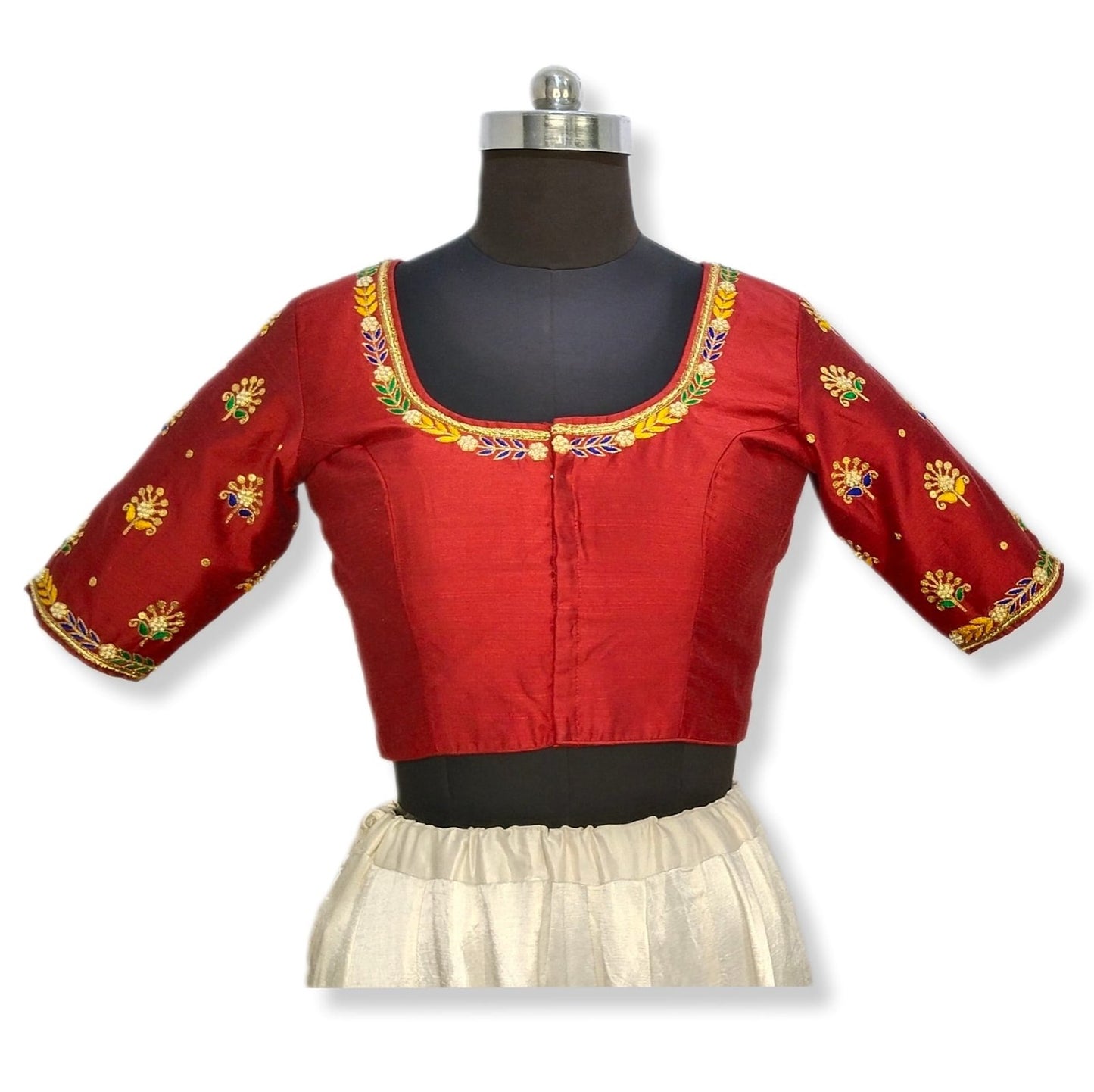 Heritage Blouse – Zardozi Embroidered with Round cut Design