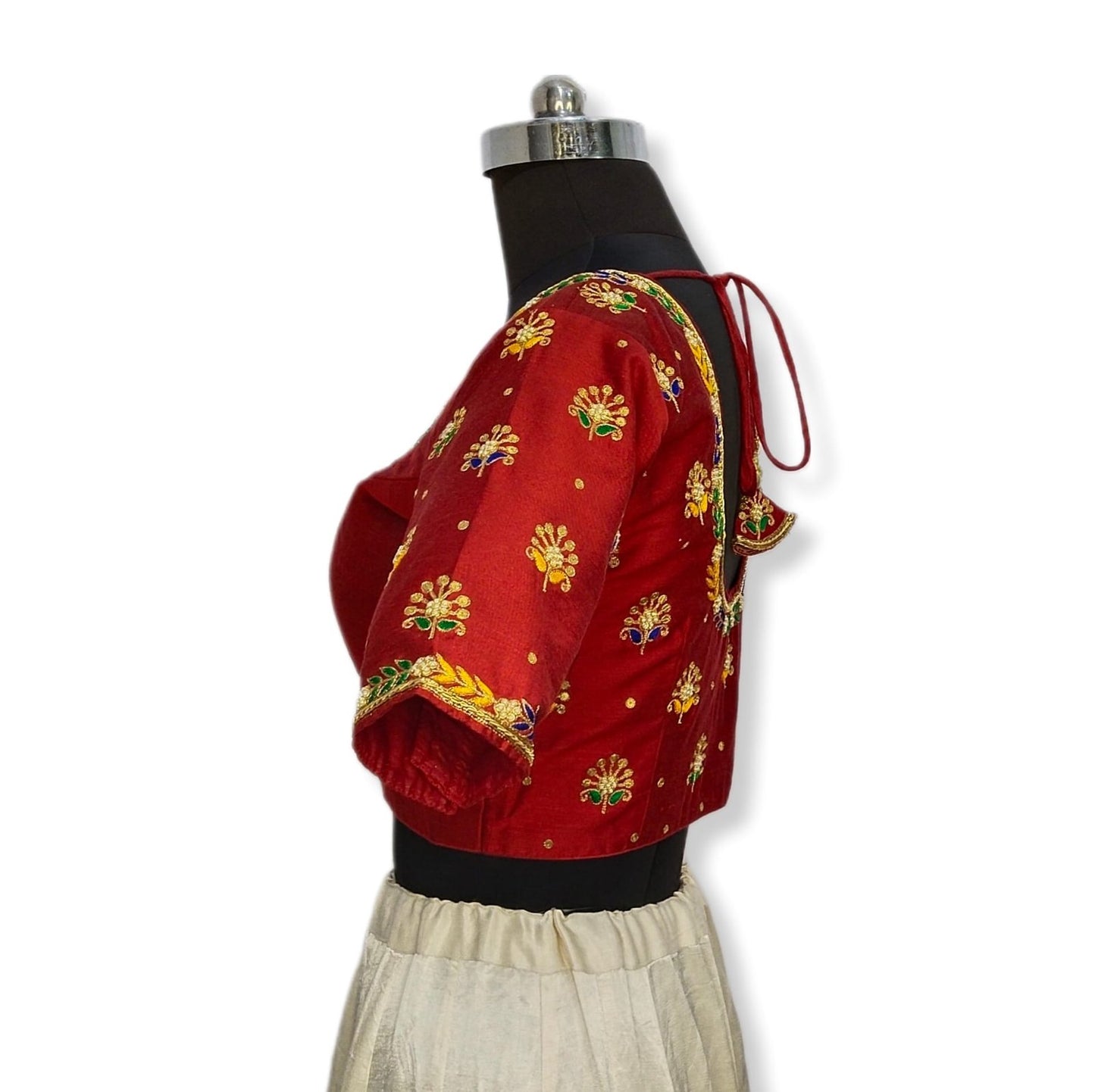 Heritage Blouse – Zardozi Embroidered with Round cut Design