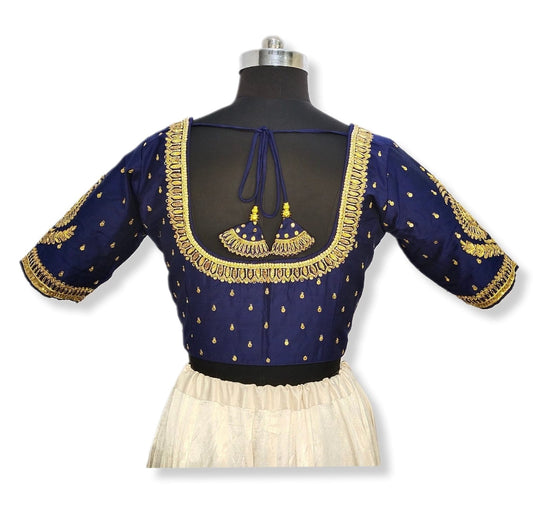 Zardozi Royal Blouse – Designer Festive Wear (Navy Blue)