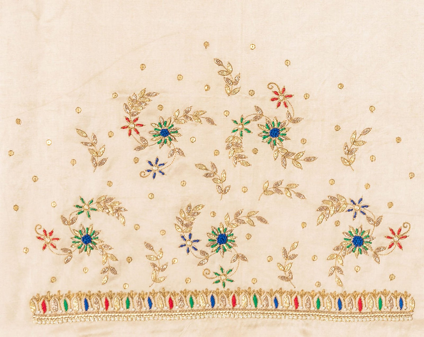 Zardozi Golden Thread Blouse Piece (Ivory)