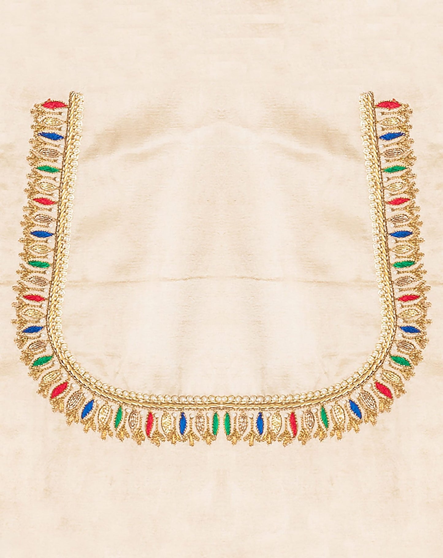 Zardozi Golden Thread Blouse Piece (Ivory)