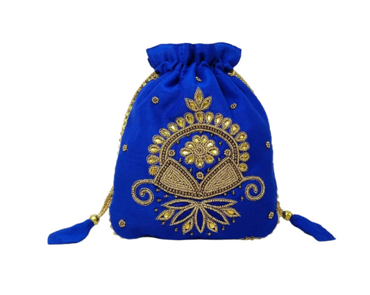 Beautiful Beads Work Potli Batwa (Royal Blue)