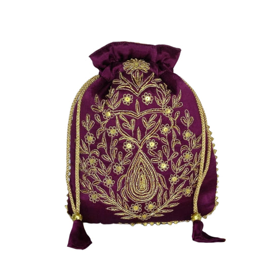 Beautiful Zardozi  Work Potli Batwa (Magenta)
