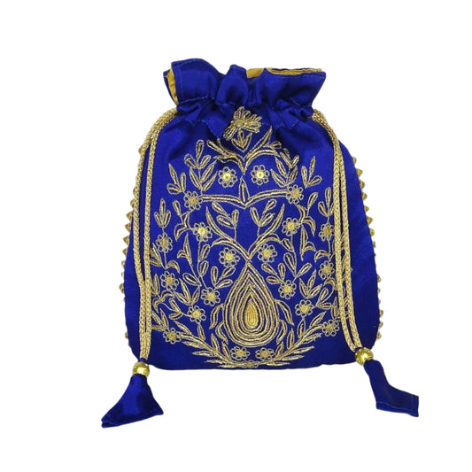 Beautiful Zardozi  Work Potli Batwa (Royal Blue)