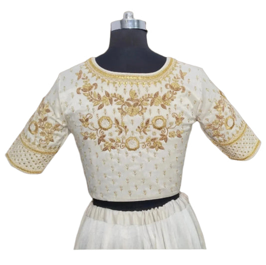 Luxury Ivory Zari Work designer blouse