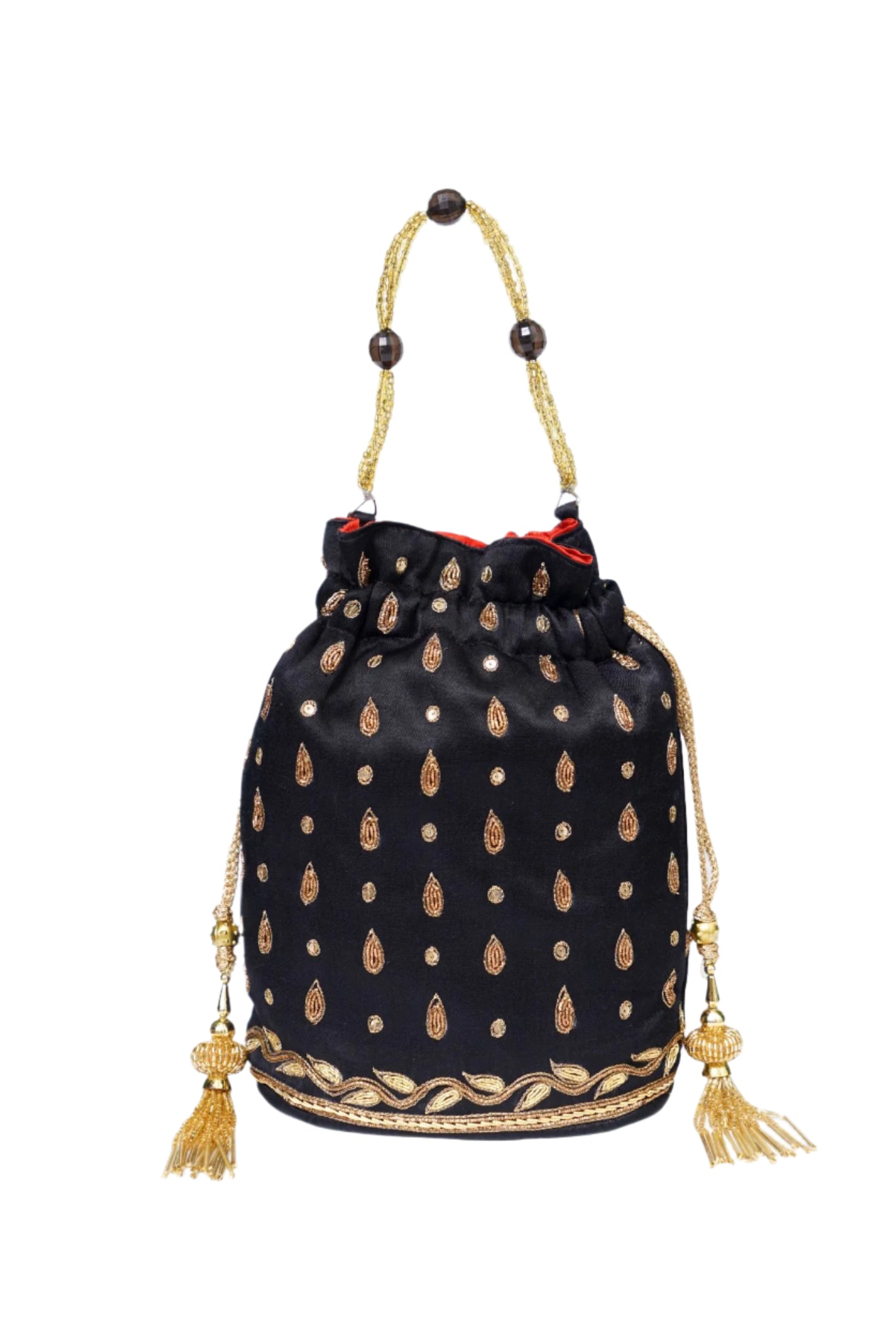 Beutyful Parrot Zardozi Work Potli Batwa (Black)