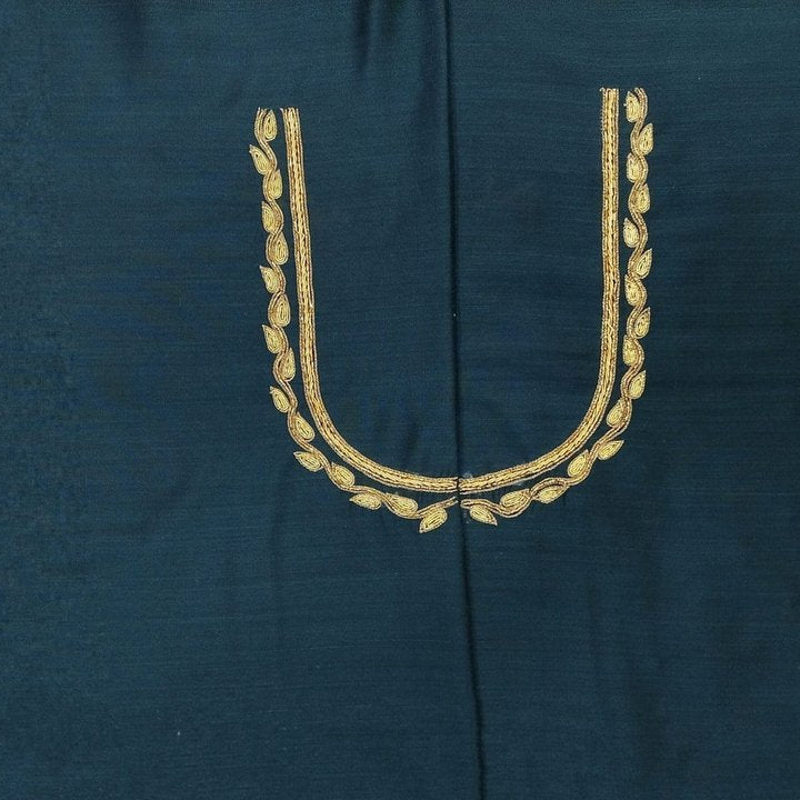 Parrot Patola Zardozi Work Blouse Pis. (Turkish Blue)